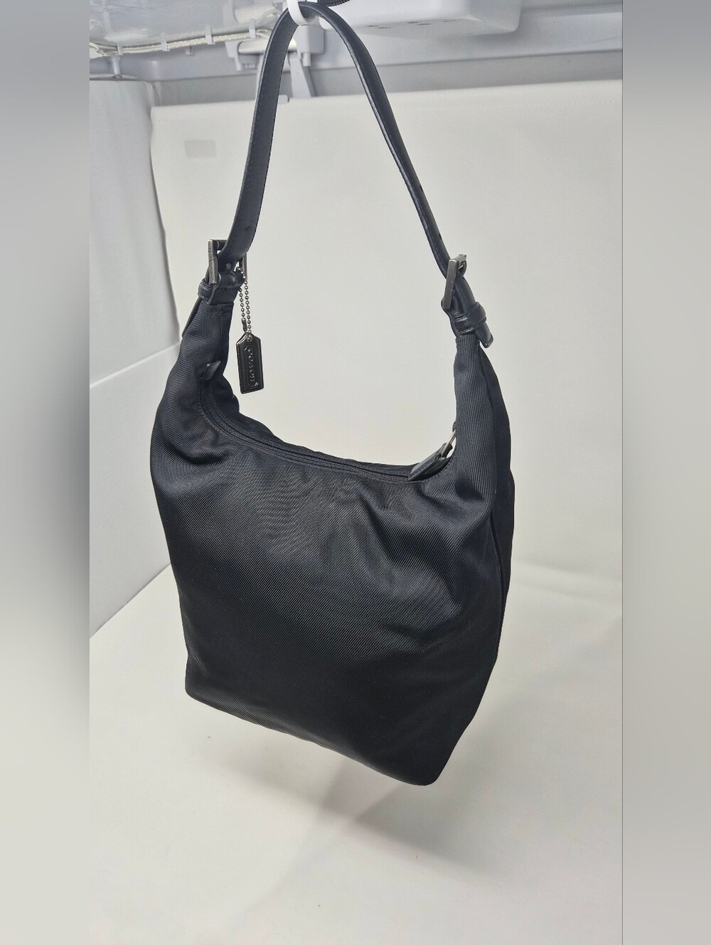 vintage Coach Mercer Black Twill Leather Hobo Shoulder Bag